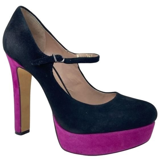 Vince Camuto Shoes - Vince Camuto Jasper Platform Heel 9 B Suede Black Purple Mary Jane Pump 5" Heel